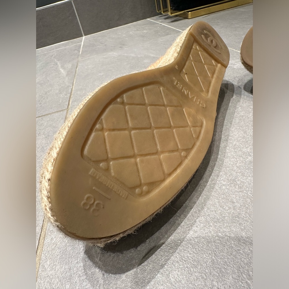 Chanel espadrille tweed/lambskin beige and brown - Picture 6 of 9